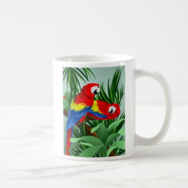 Två scharlakansröda Macaws Kaffemugg (Höger)