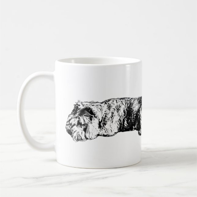 Två Schnauzer – Svart & Vitt Hundmugg Kaffemugg (Vänster)