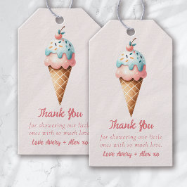 Två Scoops Ice Cream Twillingars Baby Shower Tack Presentetikett