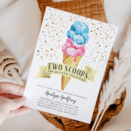 Två Scoops Twin Boy och Baby Shower Inbjudningar
