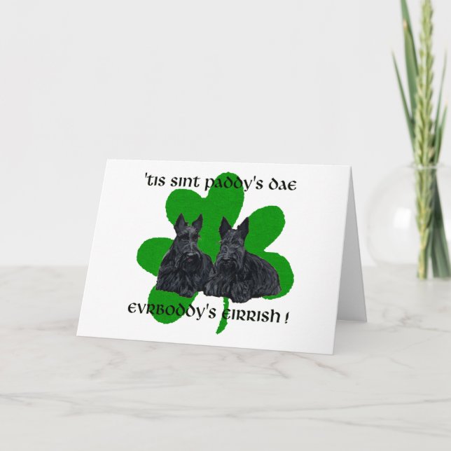 Två Scotties på St. Paddy's Day Kort (Framsida)