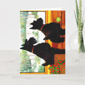 Två Scotty hundar på jul Helgkort