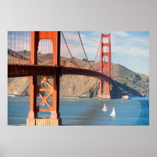 Två segelbåtar Golden Grind Bridge San Francisco B Poster