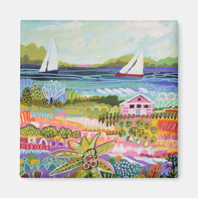Två segelbåtar och stuvning magnet (Framsidan)