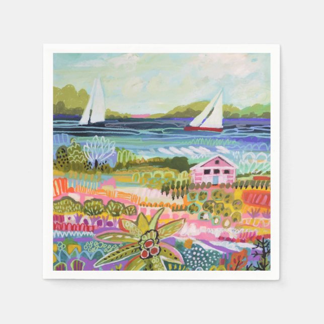 Två segelbåtar och stuvning pappersservett (Framsidan)