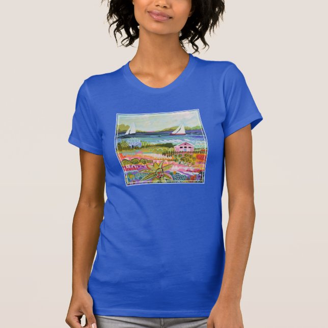 Två segelbåtar och stuvning t shirt (Framsida)