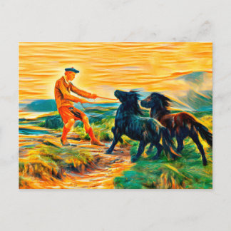 Två Shetland ponier i ett mistlandskap Vykort