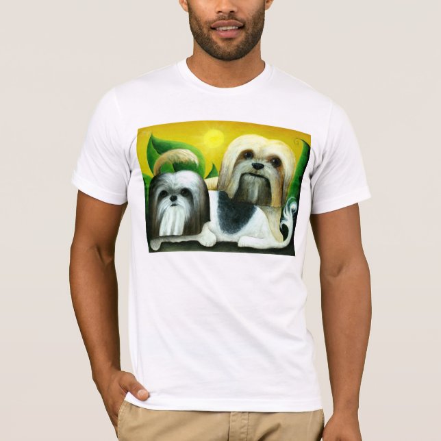 Två Shih Tzu hundar T-shirt (Framsida)
