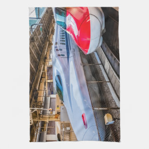 Två Shinkansen vid Tokyo Station Kökshandduk
