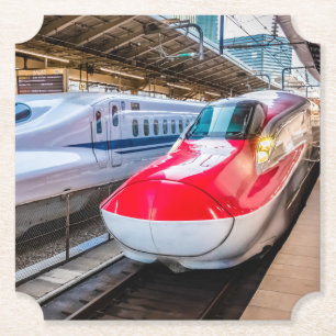 Två Shinkansen vid Tokyo Station Underlägg Papper