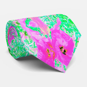 Två Shock rosa Plum Crazy Hibiscus på Lime Green Slips