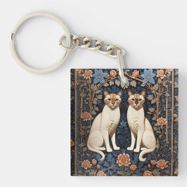 Två siamesiska Cats William Morris Inspired (Framsidan)