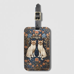 Två siamesiska Cats William Morris Inspired Bagagebricka