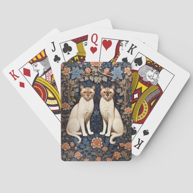 Två siamesiska Cats William Morris Inspired Casinokort (Baksidan)