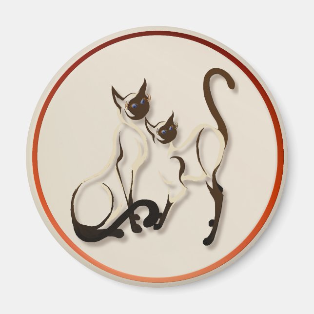 Två siamesiska katthagneter magnet (Framsidan)