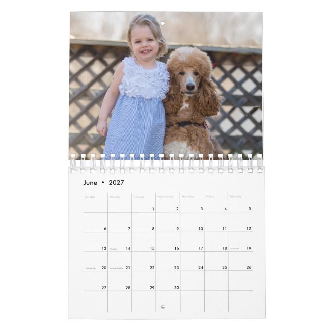 Två sida som är liten, vitkalender kalender (Jun 2027)