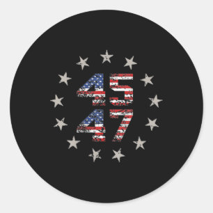 Två SIDE 45 47 Trump 2024 American Flagga (på baks Runt Klistermärke