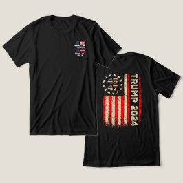 Två SIDE 45 47 Trump 2024 American Flagga (på baks T Shirt