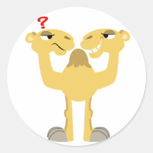 Två sidor av samma Tecknad Camel Sticker Runt Klistermärke