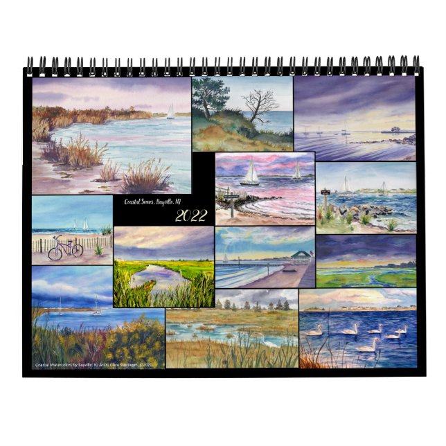 Två sidor fin konstkalender, kustscener kalender (Baksida)