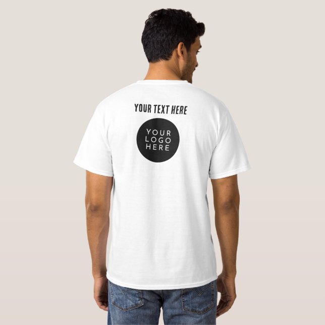 TVÅ SIDOR | LOGOTYP och  för Anpassningsbar T Shirt (Hel baksida)