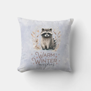 Två sidor - Winter Snö - Raccoon och Squirrel Kudde