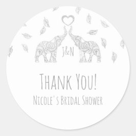 Två Silver-elefanter och Höst löv bröllopsförmån Runt Klistermärke