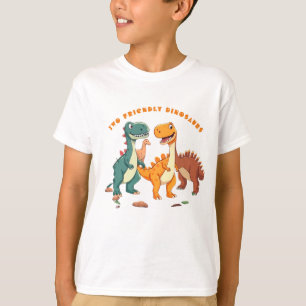 Två sinosaurier med egen Tecknad T Shirt