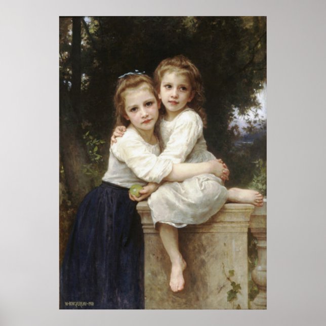 Två sister 1901 Bouguereau-Poster Poster (Framsidan)