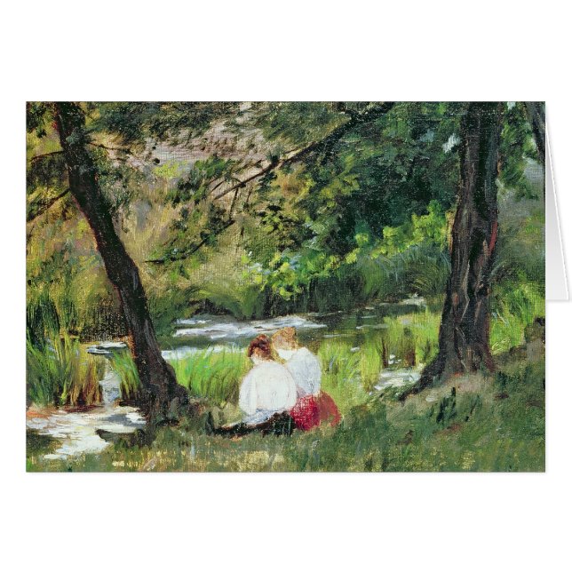 Två sittande kvinnor hälsningskort (Framsidan Horizontal)