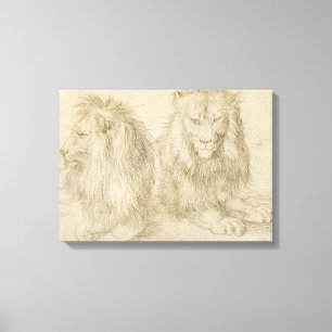 Två sittande Lejon (Vilda djur) (Albrecht Durer) Canvastryck