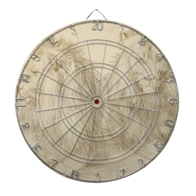 Två sittande Lejon (Vilda djur) (Albrecht Durer) Darttavla (Framsidan)