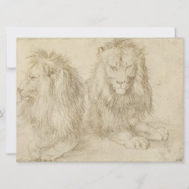 Två sittande lejon (Vilda djur) (Albrecht Durer) Kort