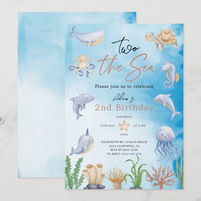 Två sjöar, vattendjup under havets andra födelseda inbjudningar (Fram/baksida)