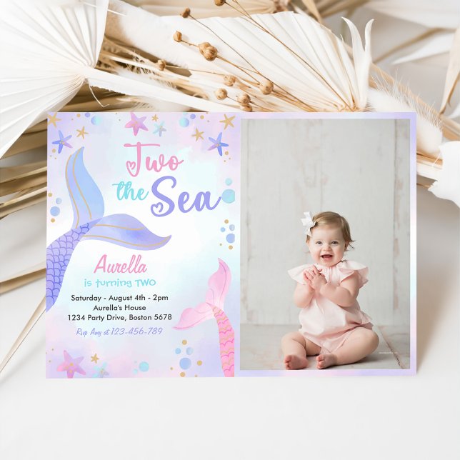 Två Sjöjungfru 2:a födelsedag Inbjudningar (Skapare uppladdad)