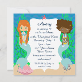 Två Sjöjungfruar Bassäng Party Inbjudningar