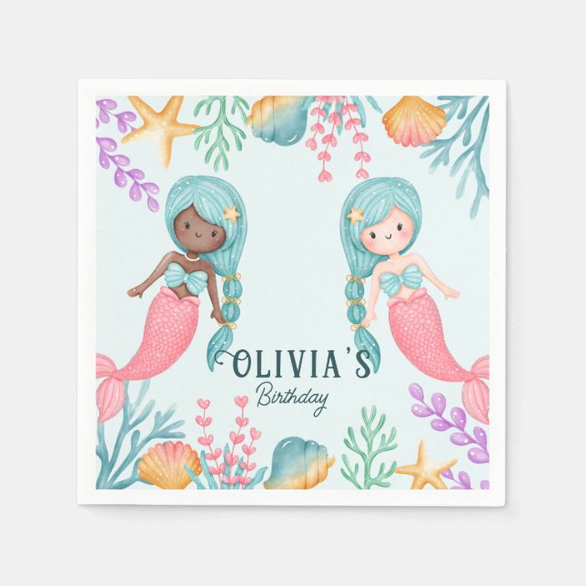 Två sjöjungfruar pappersservett (Framsidan)