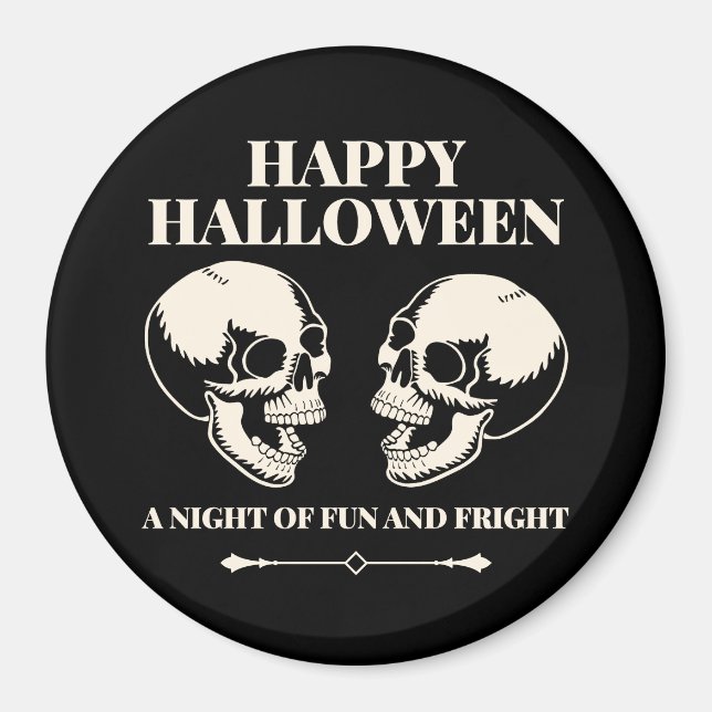 Två skalliga skrattar Glad Halloween Magnet (Framsidan)