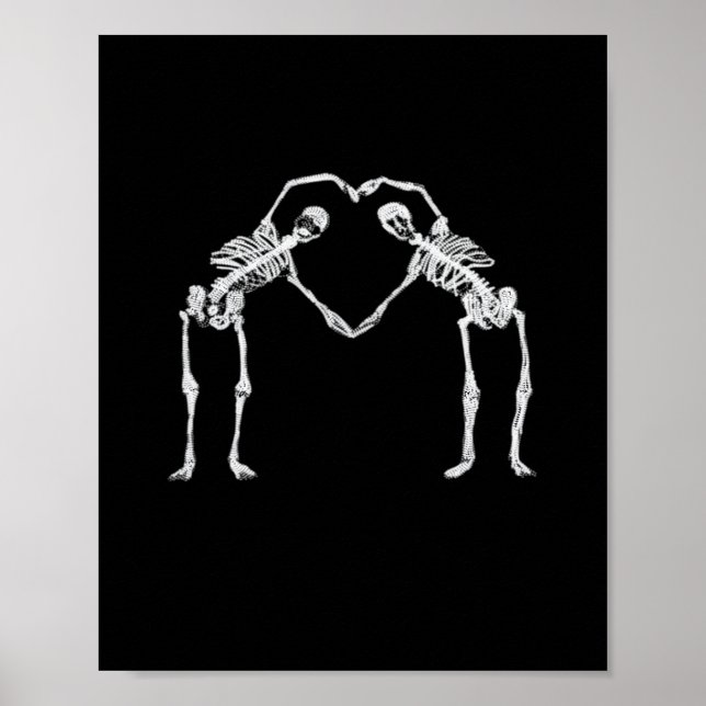 Två Skeleton Hearts Händer Classic Poster (Framsidan)