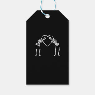 Två Skeleton Hearts Händer Classic Presentetikett