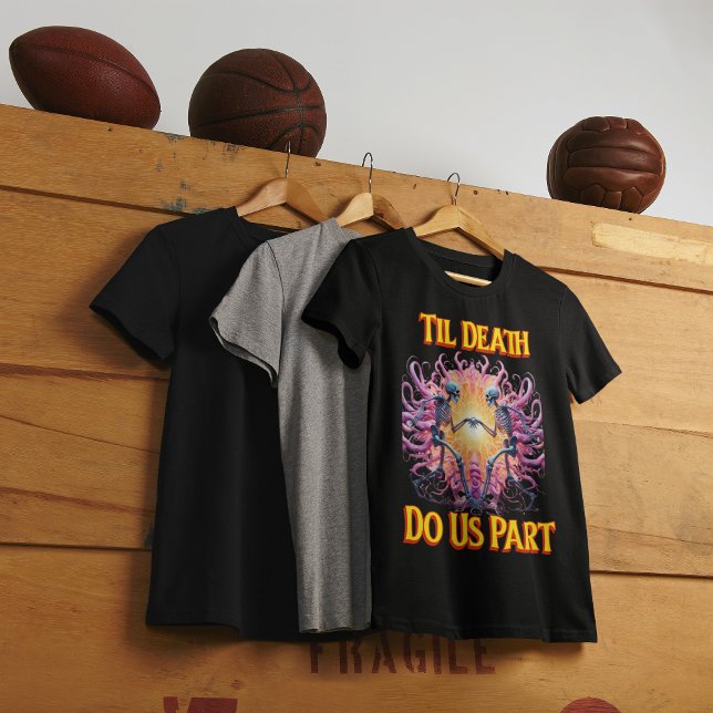 Två Skeletoner som håller Händer tills döden är vå T Shirt (Skapare uppladdad)