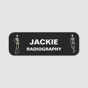 Två Skeletons radiologi Black Namn bricka Namnbricka