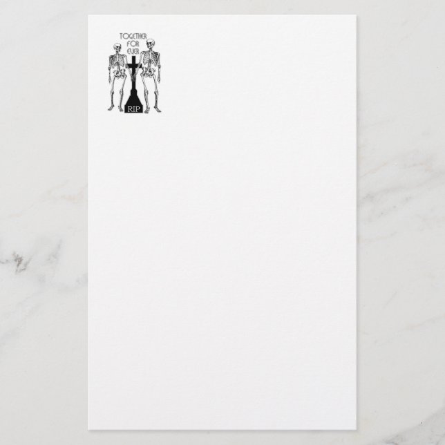 Två skelett i kärlek brevpapper (Framsida)