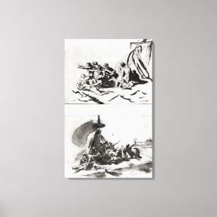 Två skissar för raften av medusaen, c.1819 canvastryck