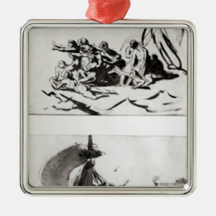 Två skissar för raften av medusaen, c.1819 julgransprydnad metall