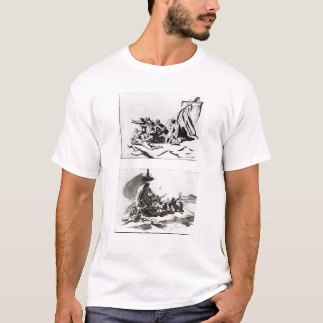 Två skissar för raften av medusaen, c.1819 tee shirt (Framsida)