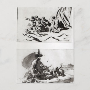 Två skisser till The Raft of the Medusa, c.1819 Vykort