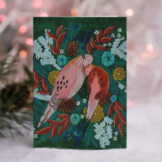 Två sköldpadda Doves blommigt God jul Helgkort