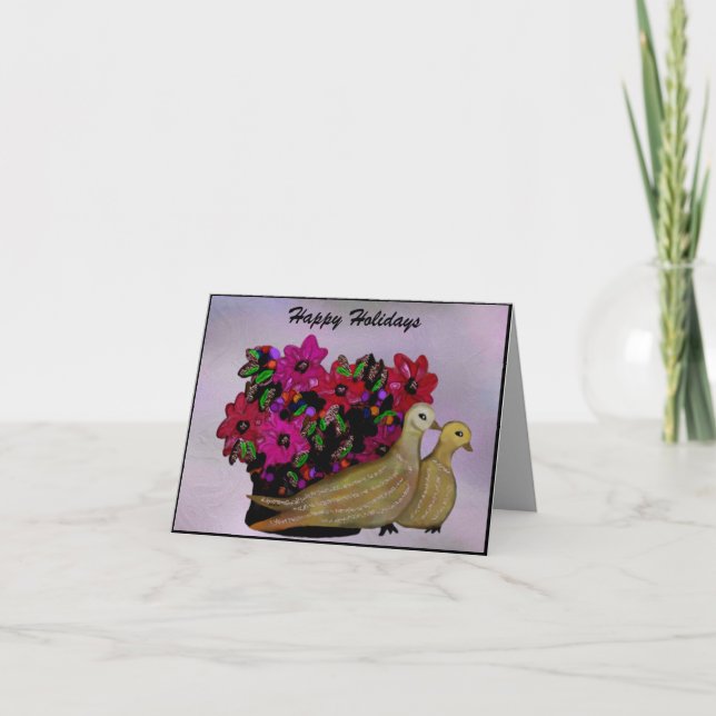 Två sköldpaddaduvakort helgkort (Framsida)