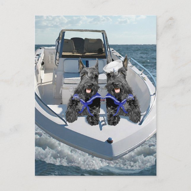 Två skotska på båten vykort (Framsida)